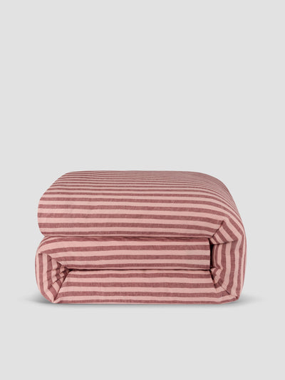 Rhubarb & Rose Pembroke Stripe Linen Blend Duvet Cover