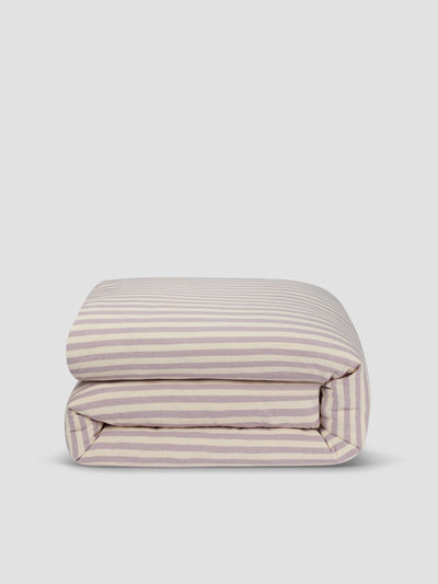 Elderberry Pembroke Stripe Linen Blend Duvet Cover