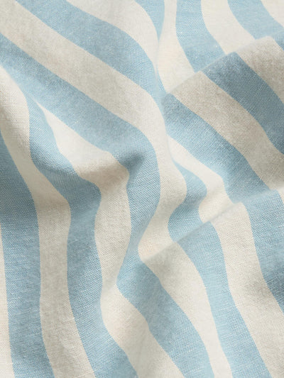 Coastal Blue Pembroke Stripe 100% Linen Fitted Sheet - alternate image