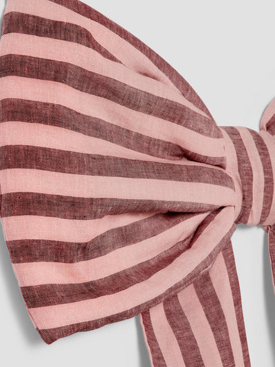 Rhubarb & Rose Pembroke Stripe Linen Blend Bow - alternate image