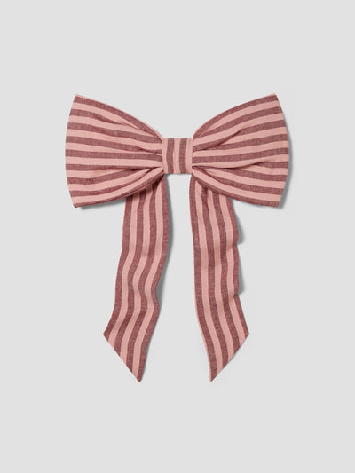 Rhubarb & Rose Pembroke Stripe Linen Blend Bow