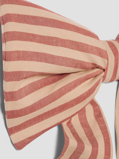 Sandstone Red Pembroke Stripe Linen Blend Bow - alternate image