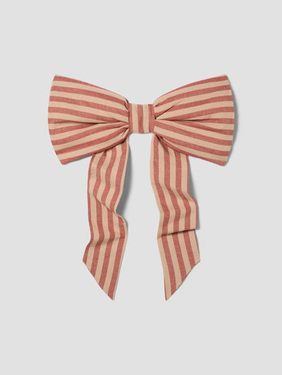 Sandstone Red Pembroke Stripe Linen Blend Bow