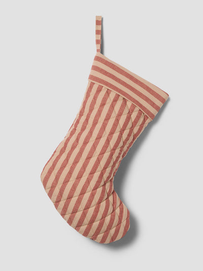 Sandstone Red Pembroke Stripe Linen Blend Christmas Stocking