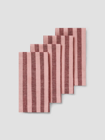 Rhubarb & Rose Pembroke Stripe Linen Blend Napkins Set of 4