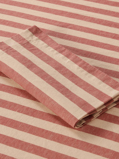 Sandstone Red Pembroke Stripe Linen Blend Napkins Set of 4