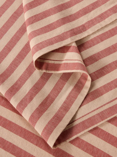 Sandstone Red Pembroke Stripe Linen Blend Table Runner