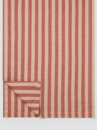 Sandstone Red Pembroke Stripe Linen Blend Table Runner