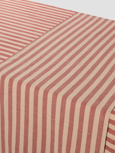 Sandstone Red Pembroke Stripe Linen Blend Table Runner - alternate image
