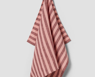 Rhubarb & Rose Pembroke Stripe Linen Blend Tea Towel - Piglet in Bed US