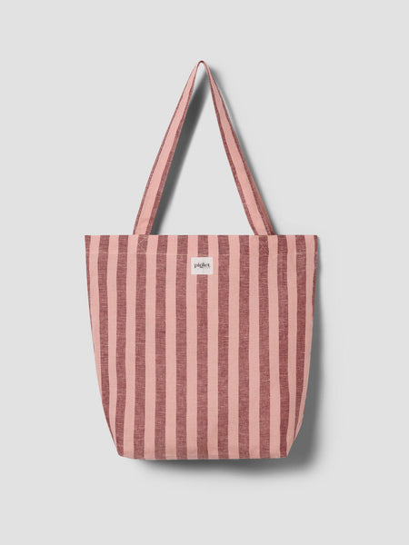 Rhubarb & Rose Pembroke Stripe Linen Blend Tote Bag | Piglet in Bed US