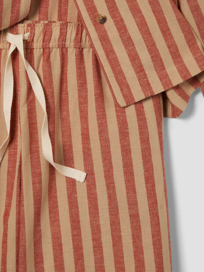 Sandstone Red Pembroke Stripe Linen Blend Pajama Set