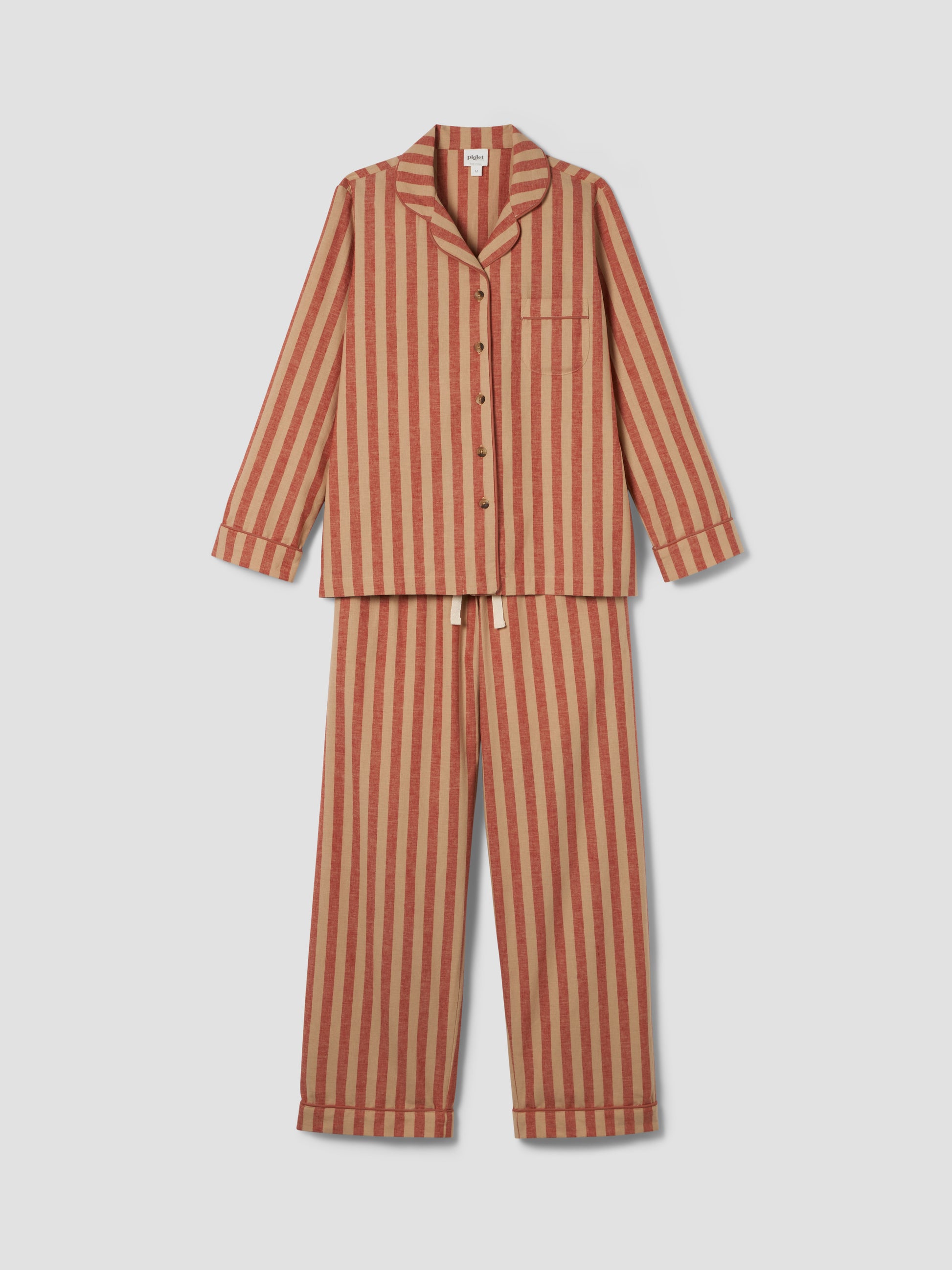 Sandstone Red Pembroke Stripe Linen Blend Pajama Set