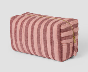 Rhubarb & Rose Pembroke Stripe Linen Blend Wash Bag - Piglet in Bed US