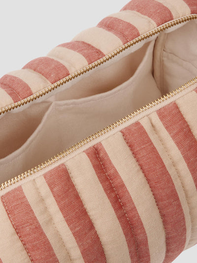 Sandstone Red Pembroke Stripe Linen Blend Wash Bag - alternate image