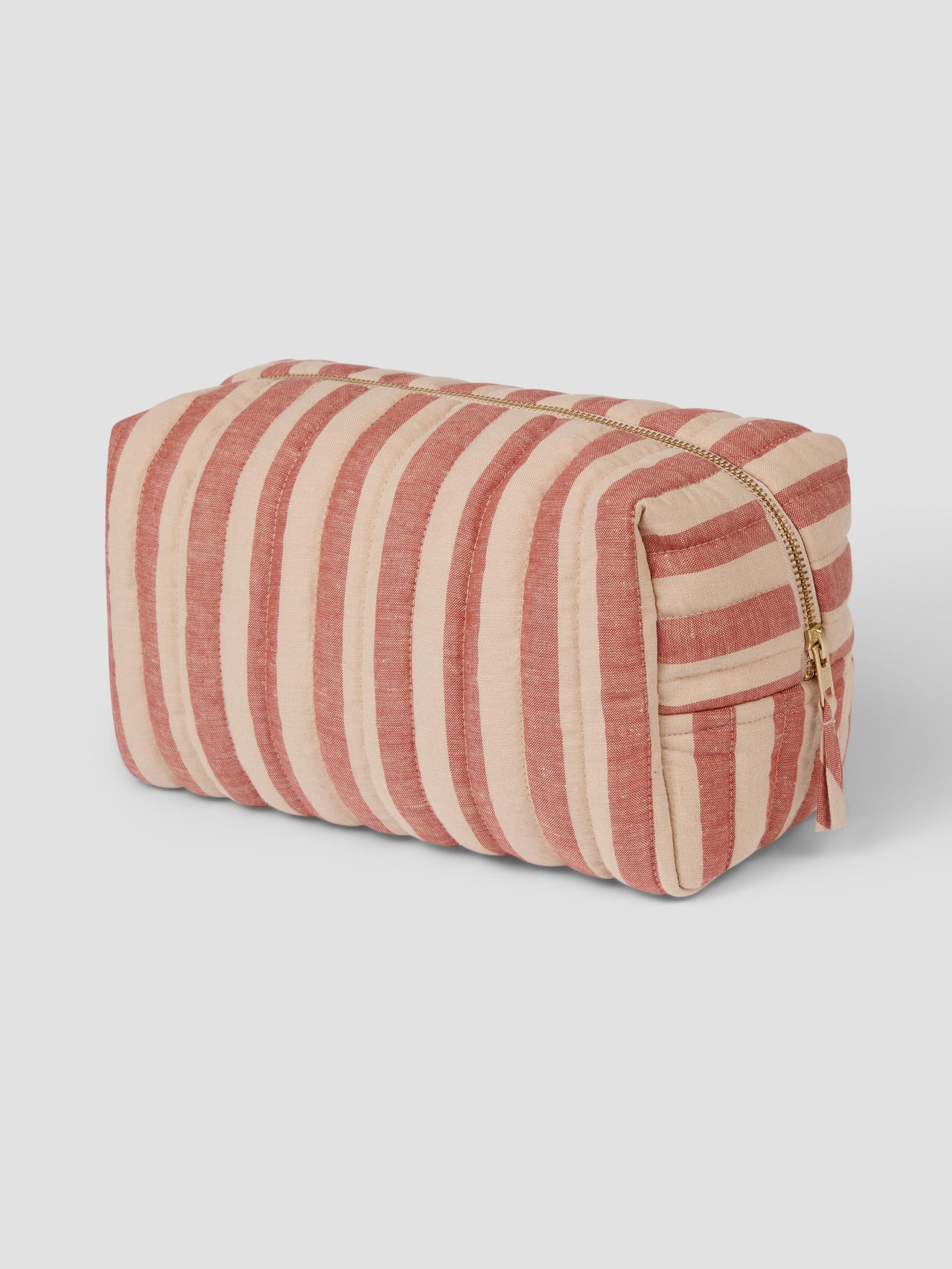 Sandstone Red Pembroke Stripe Linen Blend Wash Bag