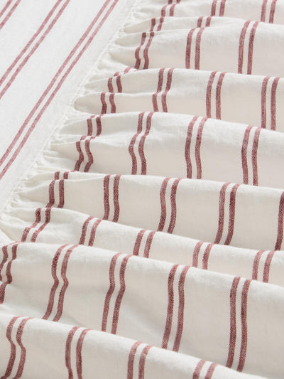 Rhubarb Kemptown Stripe Linen Blend Bed Skirt