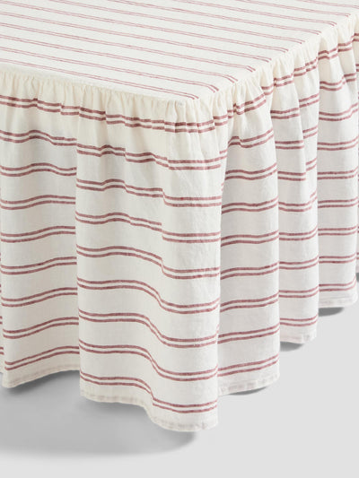 Rhubarb Kemptown Stripe Linen Blend Bed Skirt