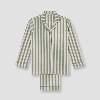 Fern Green Pembroke Stripe Linen Blend Pajama Set