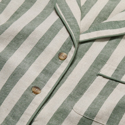 Fern Green Pembroke Stripe Linen Blend Pajama Set
