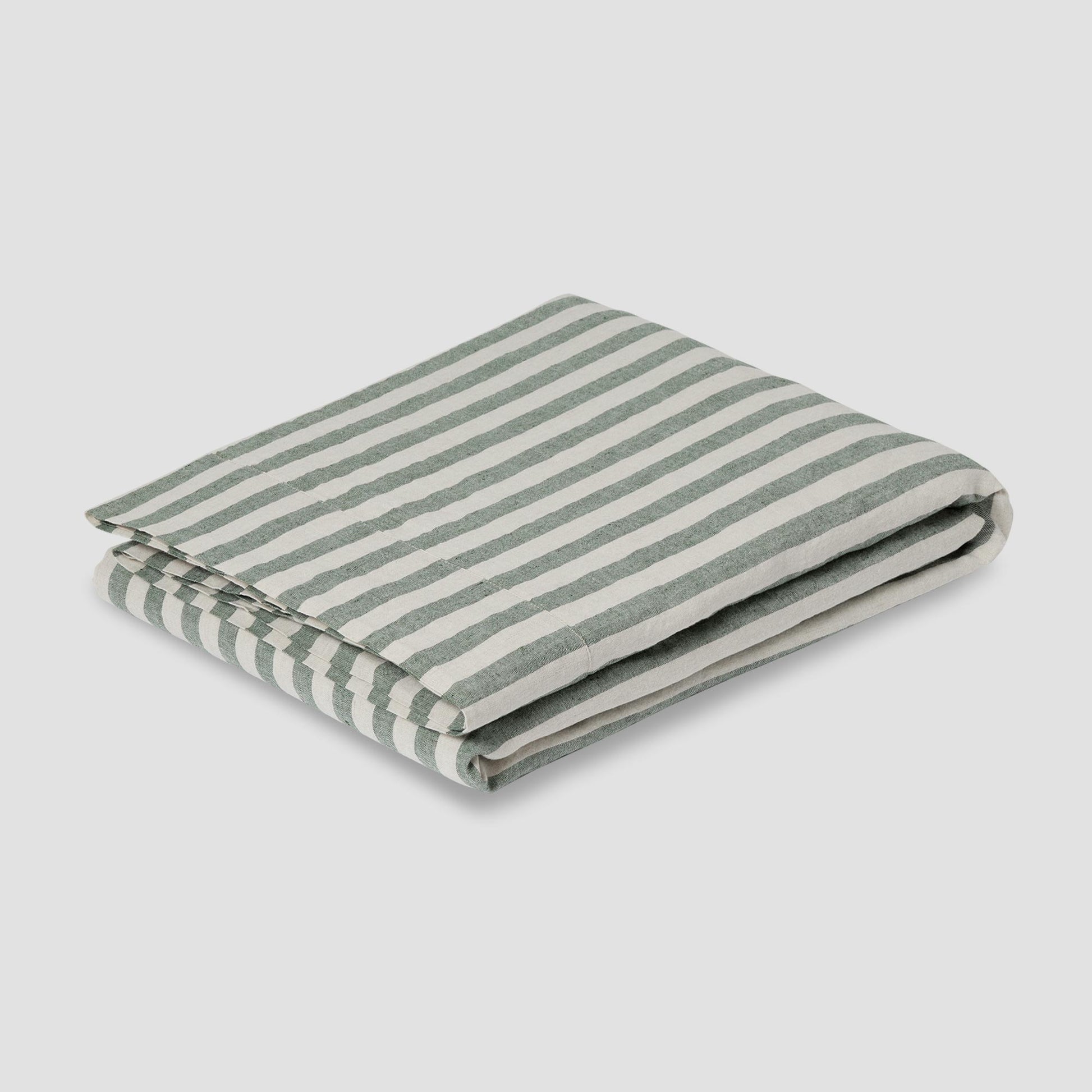 Fern Green Pembroke Stripe Linen Blend Flat Sheet