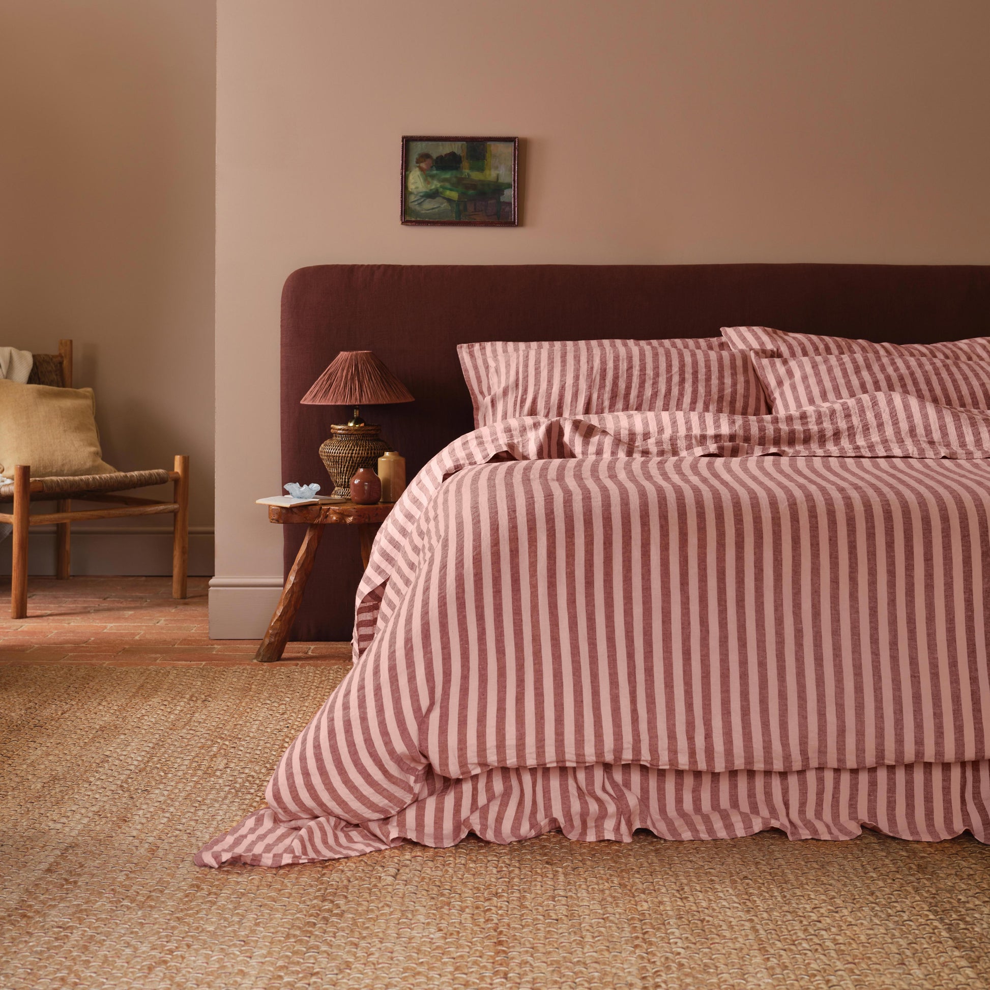 Rhubarb & Rose Pembroke Stripe Linen Blend Duvet Cover