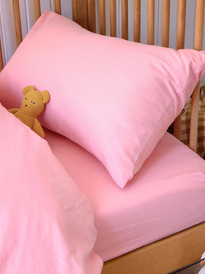 Pink Bloom Kids Linen Blend Fitted Sheet - alternate image
