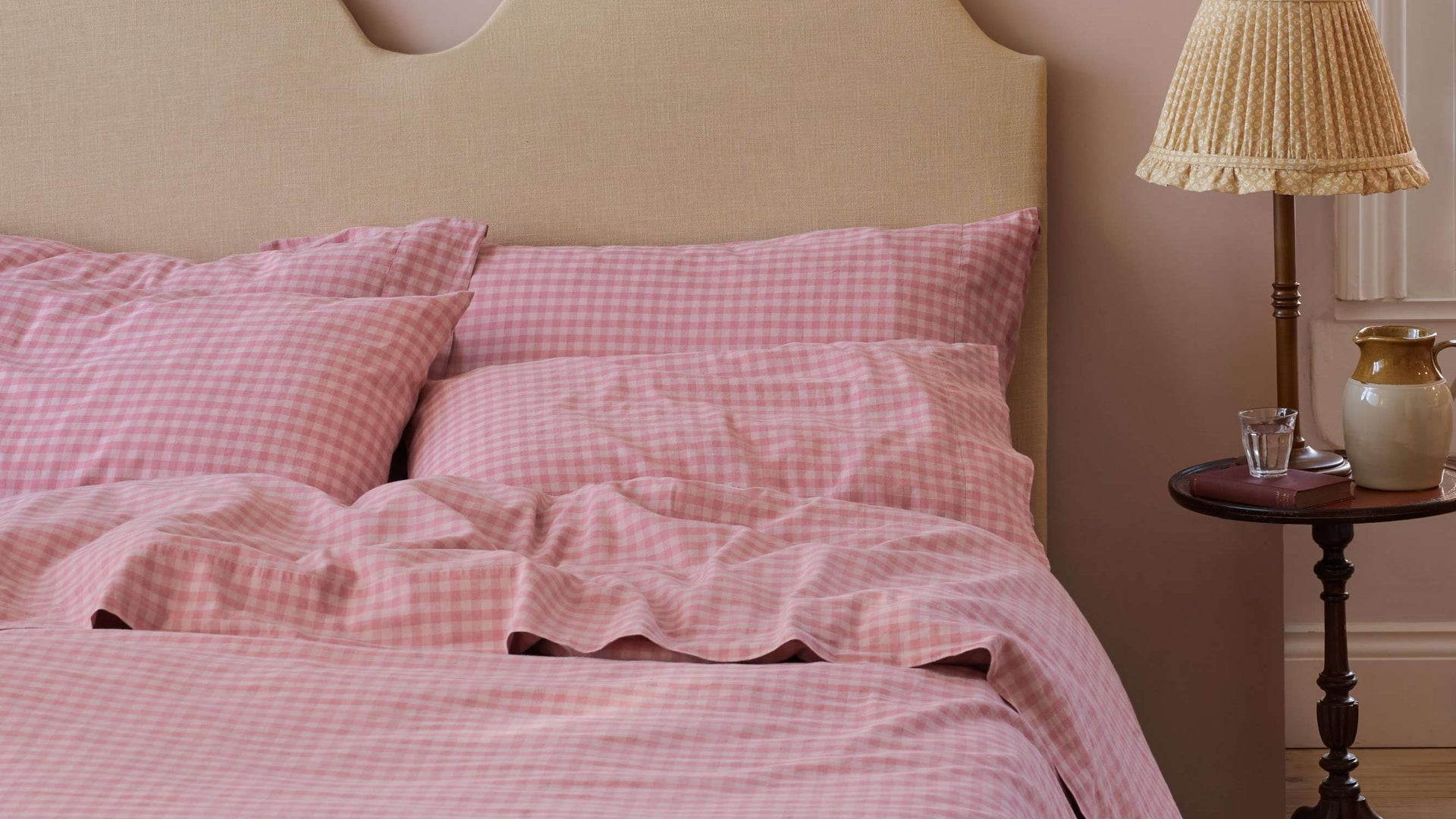 Pink Colour Drenched Gingham Bedding