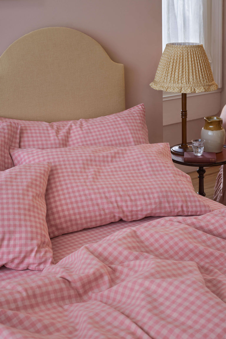 Pink Colour Drenched Gingham Bedding
