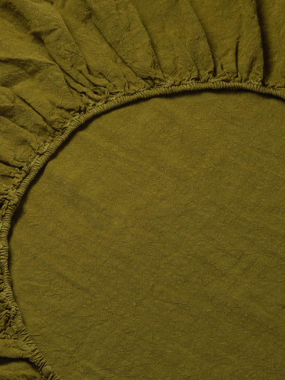 Botanical Green 100% Linen Fitted Sheet - alternate image