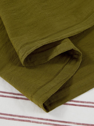 Botanical Green Linen Blend Table Runner