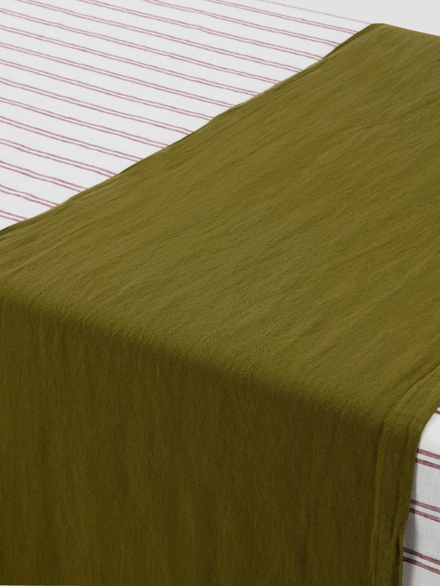 Botanical Green Linen Blend Table Runner