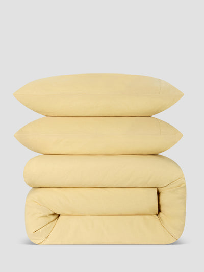 Butter Yellow Linen Blend Duvet Set