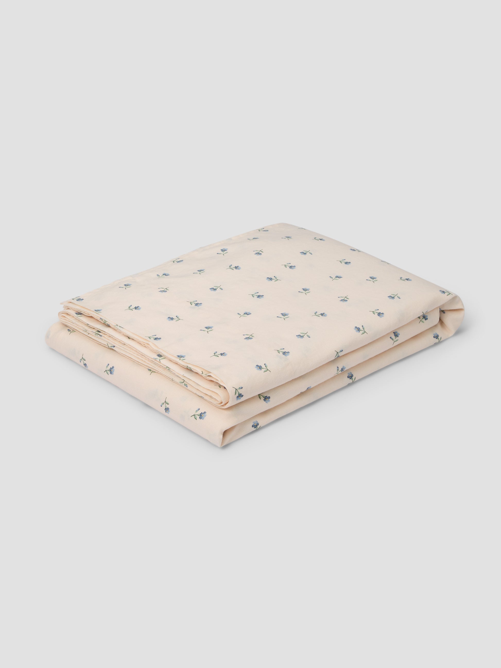 Dusk Blue Posy Bud Linen Blend Flat Sheet