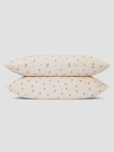Dusk Blue Posy Bud Linen Blend Pillowcases (Pair) - alternate image