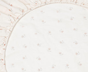 Pearl Posy Bud Linen Blend Fitted Sheet - Piglet in Bed US