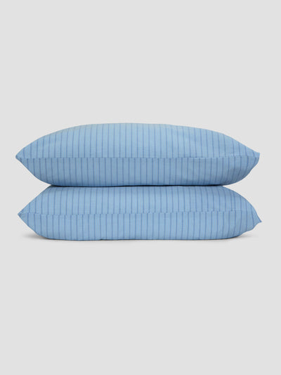 Pale Blue Favorite Shirt Stripe Cotton Pillowcases (Pair)