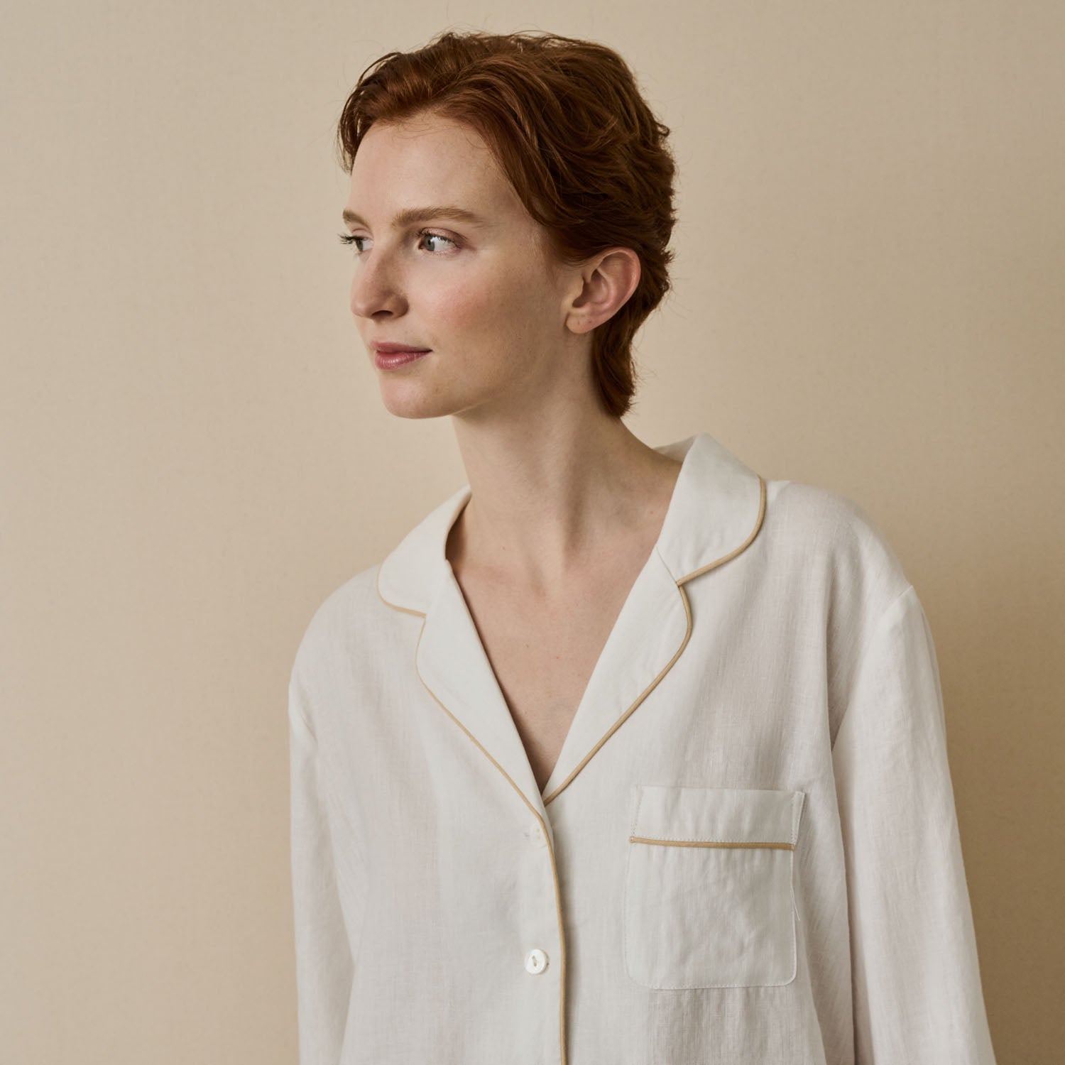 Women's Plain Linen Pajama Shirt