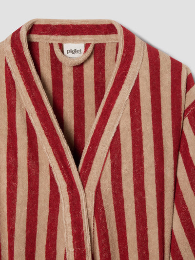 Sandstone Red Pembroke Stripe Cotton Robe
