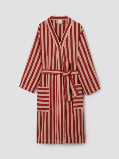 Sandstone Red Pembroke Stripe Cotton Robe - alternate image
