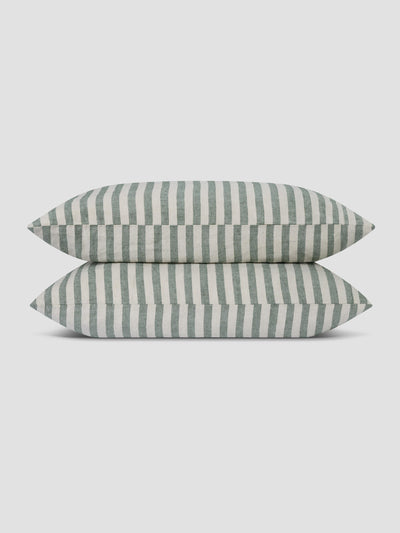 Fern Green Pembroke Stripe Linen Blend Pillowcase (Pair) - alternate image