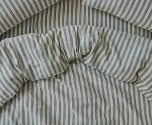 Fern Green Pembroke Stripe Linen Blend Duvet Cover - Piglet in Bed US