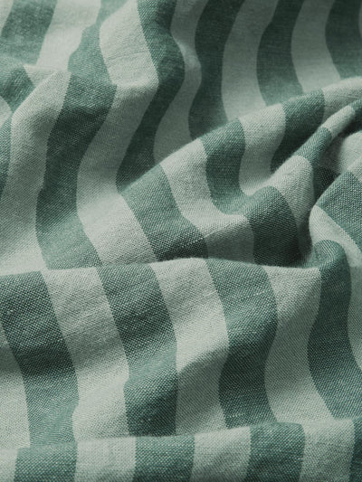 Pine Green Pembroke Stripe Linen Blend Duvet Set - alternate image