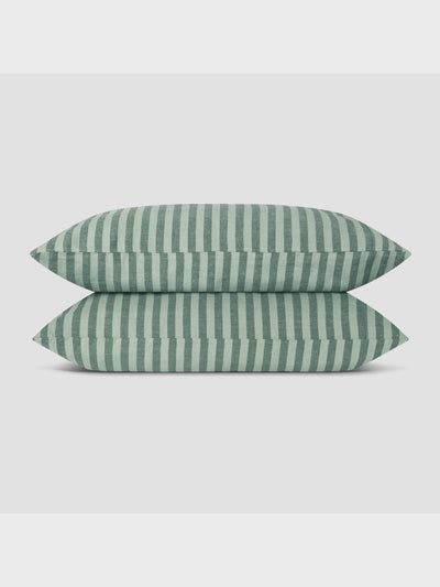 Pine Green Pembroke Stripe Linen Blend Pillowcase (Pair) - alternate image
