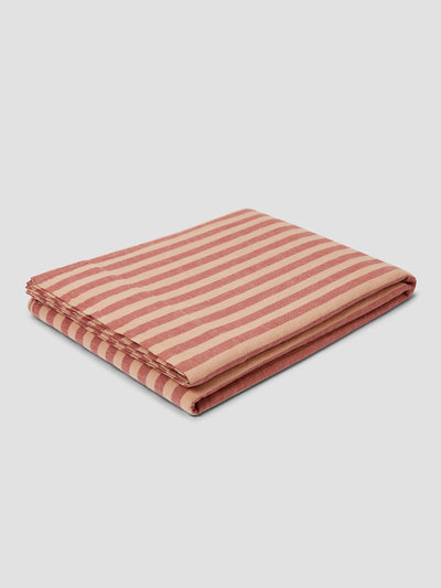 Sandstone Red Pembroke Stripe Linen Blend Flat Sheet - alternate image