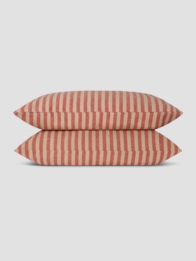 Sandstone Red Pembroke Stripe Linen Blend Pillowcase (Pair) - alternate image