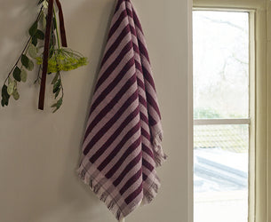 Berry Mauve Pembroke Stripe Cotton Towels
