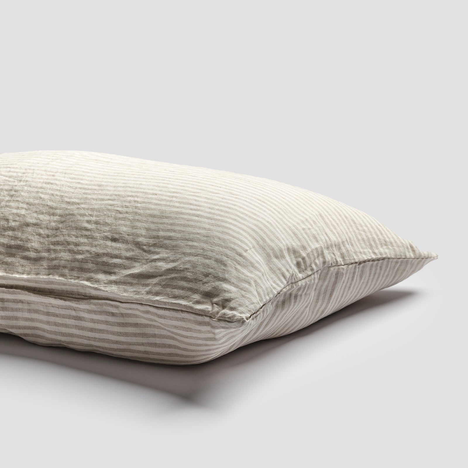 Oatmeal Stripe 100% Linen Pillowcases (Pair) - Piglet in Bed US