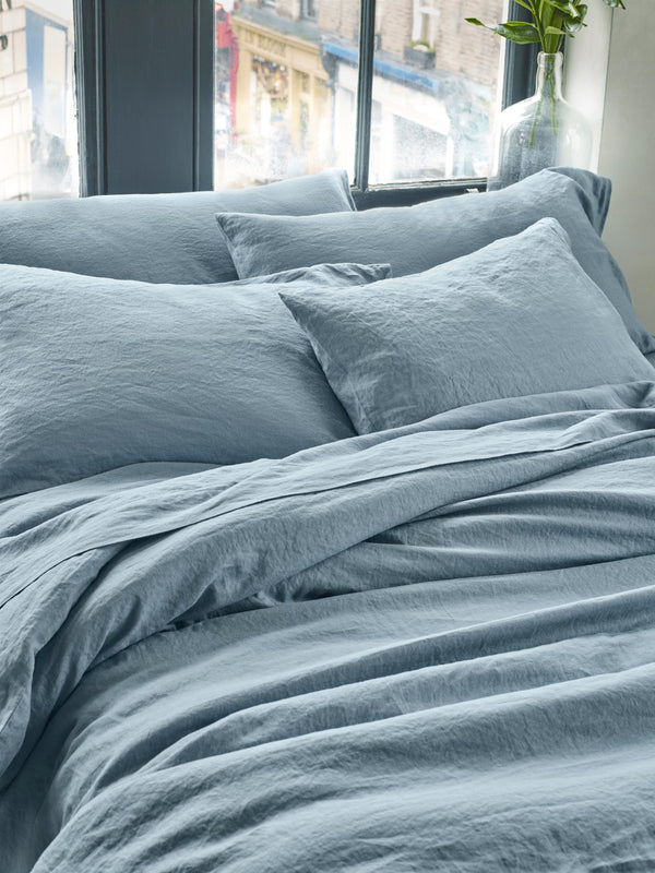 Dusk Blue Linen Blend Pillowcase (Pair) - Piglet in Bed US