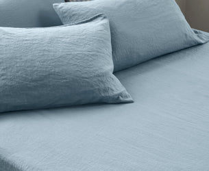 Dusk Blue Linen Blend Fitted Sheet - Piglet in Bed US